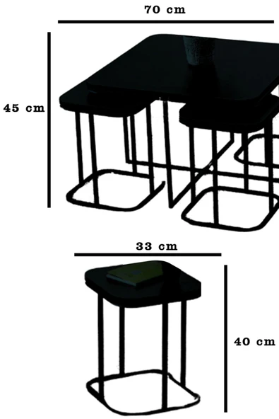SEDAŞ LIVING UNITS PELİKAN 4+1 ANTİK ÇAM AHŞAP SİYAH METAL AYAK TAKIM SEHPA sedaş_lıvıng_unıts_sehpa - 4