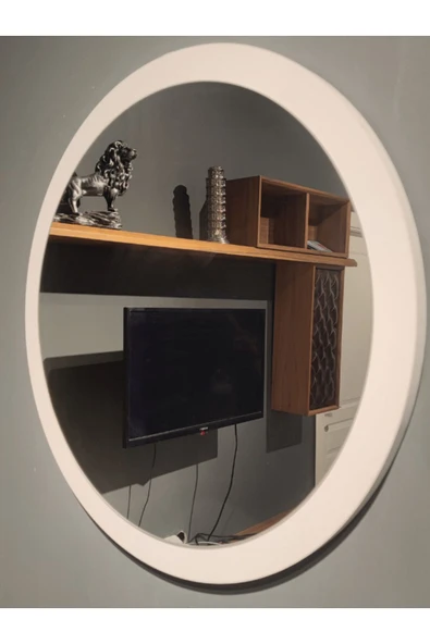 SEDAŞ LIVING UNITS Beyaz Dekoratif Yuvarlak Antre Hol Koridor Duvar Salon Mutfak Banyo Wc Ofis Aynası 60 cm