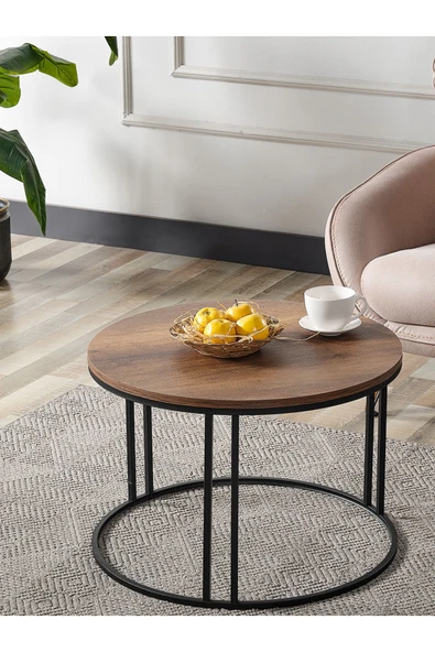 SEDAŞ LIVING UNITS Salon Orta Sehpa Koyu Ceviz Suntalam (SİYAH) Metal Ayak Orta Sehpa