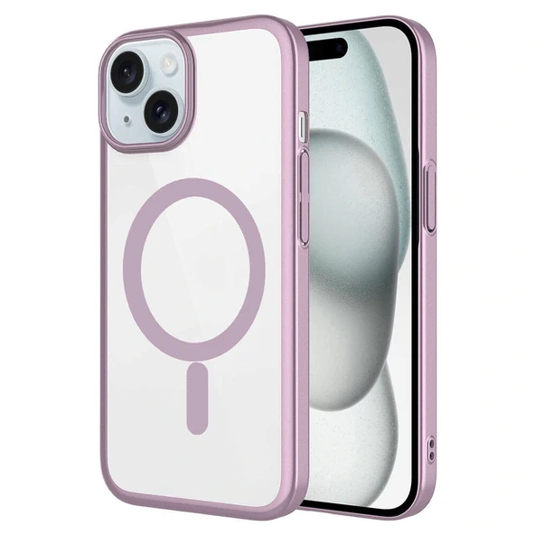 iPhone 15 Kılıf Wireless Şarj Özellikli Sert PC Mat Riksos M-safe Kapak ürün görseli