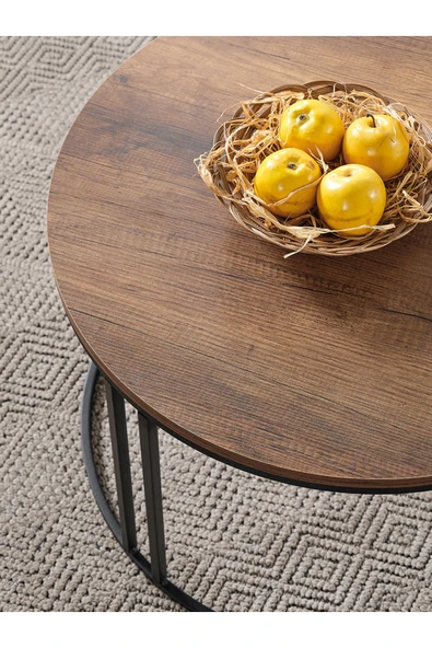 SEDAŞ LIVING UNITS Salon Orta Sehpa Koyu Ceviz Suntalam (SİYAH) Metal Ayak Orta Sehpa - 2