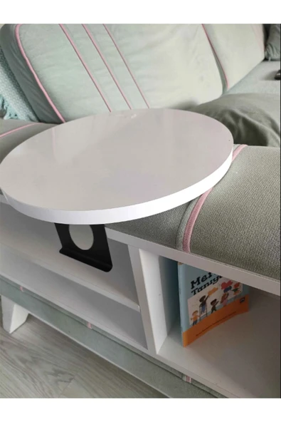 SEDAŞ LIVING UNITS 39 Cm Beyaz Ahşap Koltuk Yanı Sehpa Ayarlanabilir Tepsi 39 Cm Genişlik Dekoratif Modern Tepsi - 3