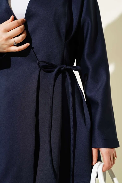 Bel Dikişli Bağlamalı Scuba İkili Takım Lacivert - Resim 4