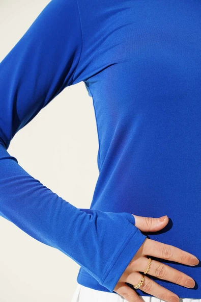 Bisiklet Yaka Basic Bluz Saks - 4