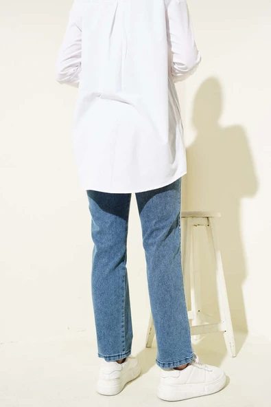 Yanları Şeritli Pantolon Kot - Resim 3