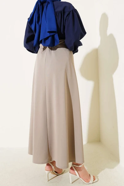 Bel Lastikli Basic Çan Etek Latte - Resim 3