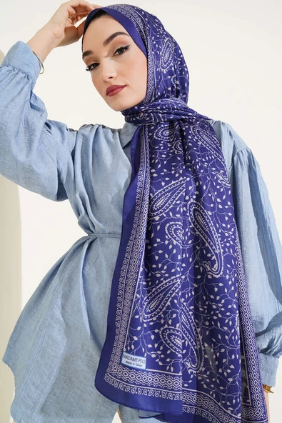 Sarmaşık Desen Soft Şal Lacivert Vizon - 2
