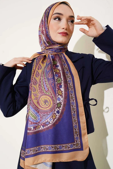 Çiçekli Etnik Desen Şal Hardal - Resim 2