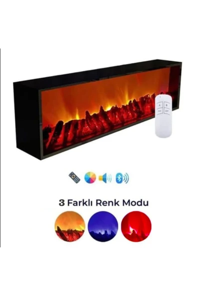 SEDAŞ LIVING UNITS Tv Ünitesi Şömineli Beyaz Gold Ayak Bluetooth Ve Hoparlörlü Mavi ,kırmızı ,turuncu Kumandalı 160 Cm - 3