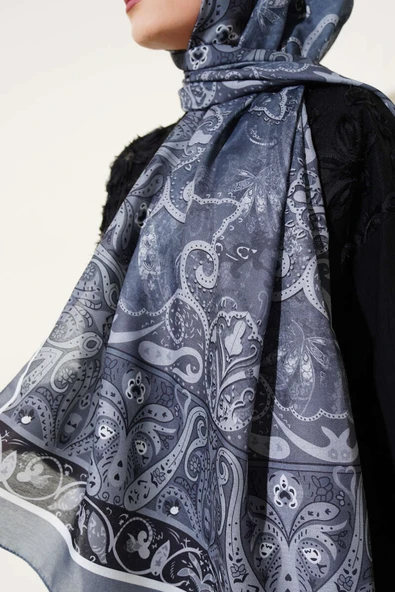 Elegant Motif Soft Şal Füme - 4