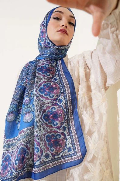 Nostaljik Motif Soft Şal Saks ürün görseli 1