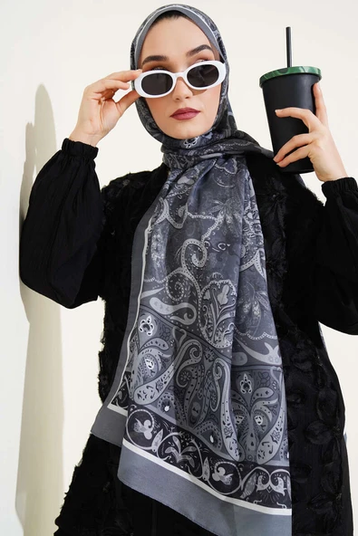 Elegant Motif Soft Şal Füme - 2