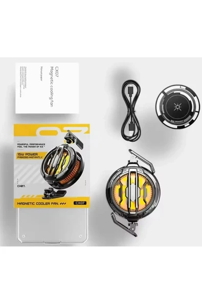 CX07 Manyetik Mıknatıslı Magsafe Destekli Ultra Güçlü Telefon Soğutucu Kablolu Rgb Fan - Resim 6