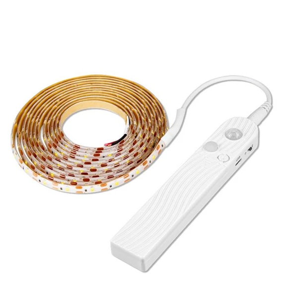 Hareket Sensörlü pilli LED Gece Lambası Zamanlayıcılı USB Şarjlı Dolap yatak altı Merdiven ışık Aydınlatması IP65 Su Geçirmez - 8