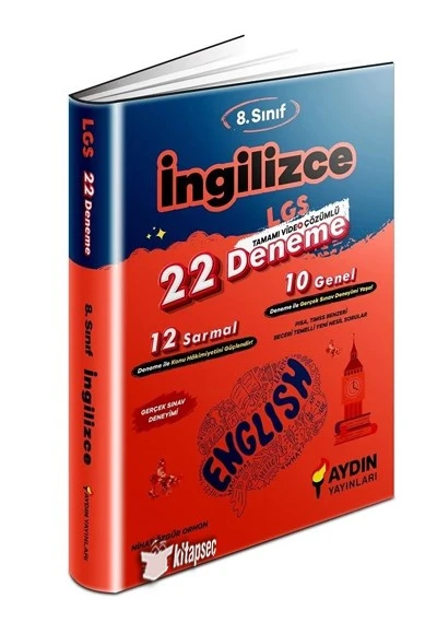 8. Sınıf LGS İngilizce 22 Deneme Video Çözümlü Aydın Yayınları