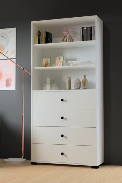 Madrid No.3 Açık raflı 4 Çekmeceli Dolap