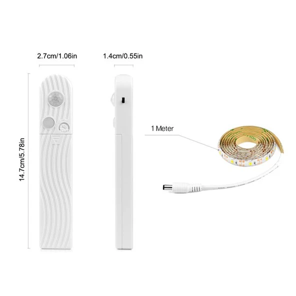 Hareket Sensörlü pilli LED Gece Lambası Zamanlayıcılı USB Şarjlı Dolap yatak altı Merdiven ışık Aydınlatması IP65 Su Geçirmez - 10