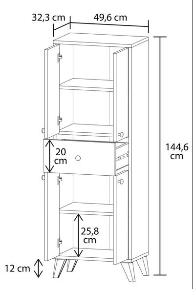 Zümra Kapaklı ve Çekmeceli Banyo Dolabı - 3