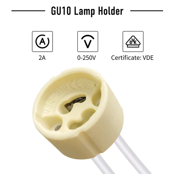 5 Adet GU10 duy 2A LED halojen lamba duyu 0,75 mm² silikon tel seramik duy bağlantı duyları 300 W enerji sınıfı A - 7