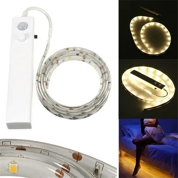 Hareket Sensörlü pilli LED Gece Lambası Zamanlayıcılı USB Şarjlı Dolap yatak altı Merdiven ışık Aydınlatması IP65 Su Geçirmez - 3