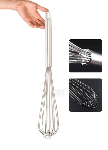 Sos Çırpma Teli Paslanmaz Yumurta Çırpıcı Çikolata Çırpıcı Krema Çırpıcı Çelik Saplı Büyük Boy 45 cm