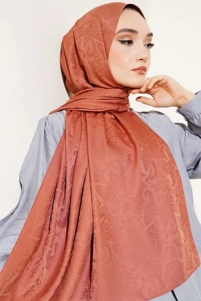 Paisley Desen Jakar Şal Kiremit ürün görseli 1