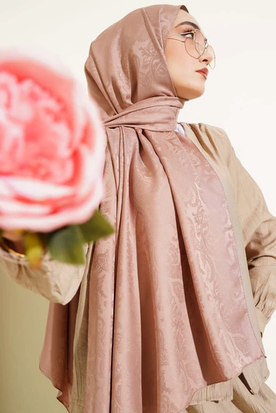 Paisley Desen Jakar Şal Sütlü Kahve - Resim 2