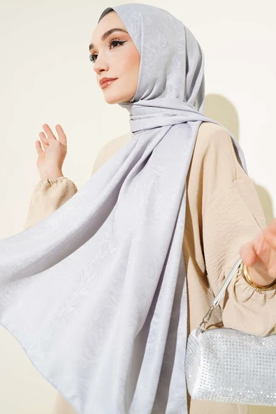 Paisley Desen Jakar Şal Gri - Resim 1