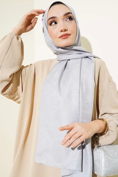 Paisley Desen Jakar Şal Gri - Resim 2