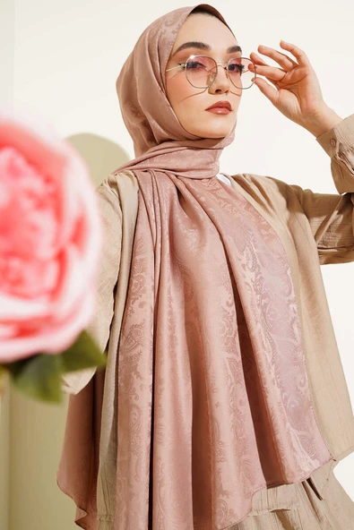 Paisley Desen Jakar Şal Sütlü Kahve ürün görseli 1