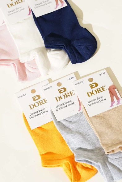 Bayan 6lı Dikişsiz Burun Patik Çorap Asorti 1 - Resim 2