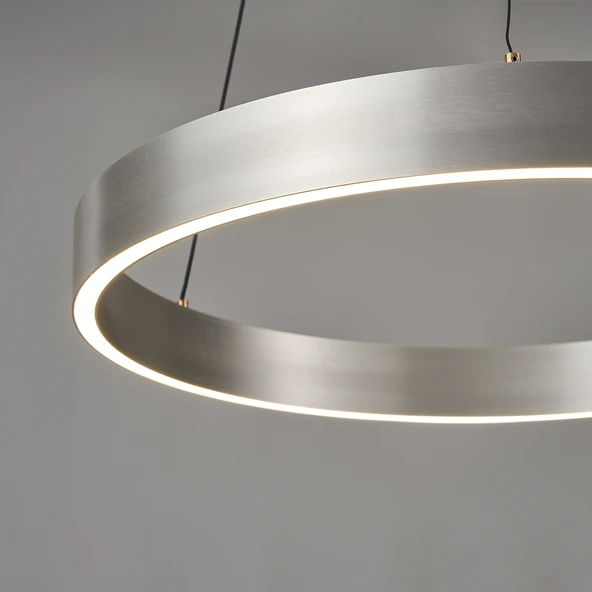 Apliqa Late Gri 60'lık Yuvarlak 41 Watt Modern Sarkıt Salon Led Avize - Resim 5