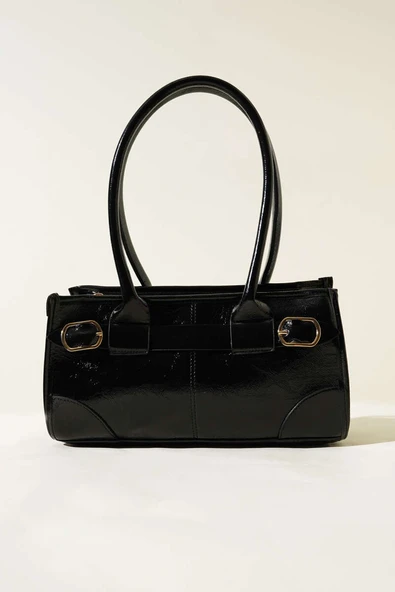 Vintage Rugan Baget Çanta Siyah - 2