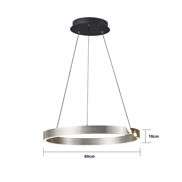 Apliqa Late Gri 60'lık Yuvarlak 41 Watt Modern Sarkıt Salon Led Avize - Resim 3