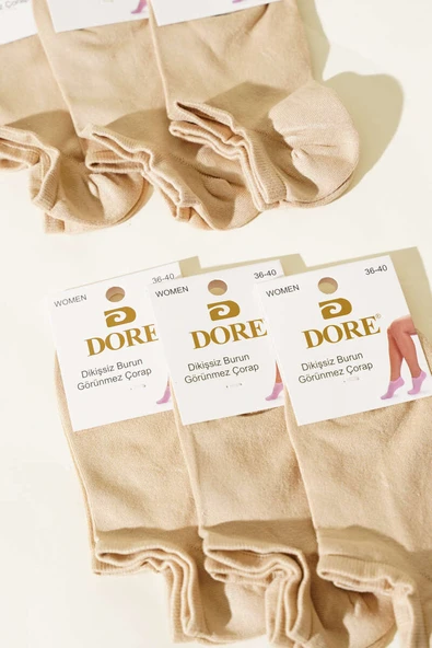 Bayan 6lı Dikişsiz Burun Patik Çorap Ten - Resim 2