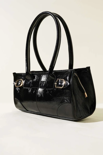 Vintage Rugan Baget Çanta Siyah