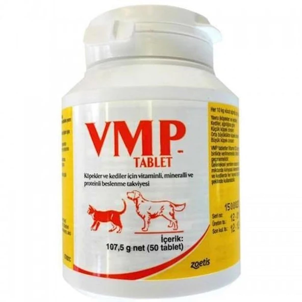 Zoetis VMP Kedi ve Köpek Vitamin Mineral Protein Komplaxi 50 Tablet - 1