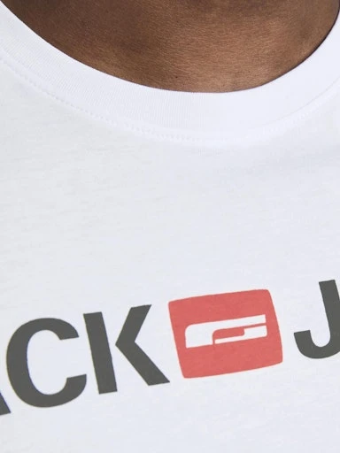 JACK JONES Erkek BEYAZ Pamuklu Tişört 12184987 - 4