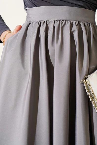 Kloş Tafta Etek Gri - Resim 4