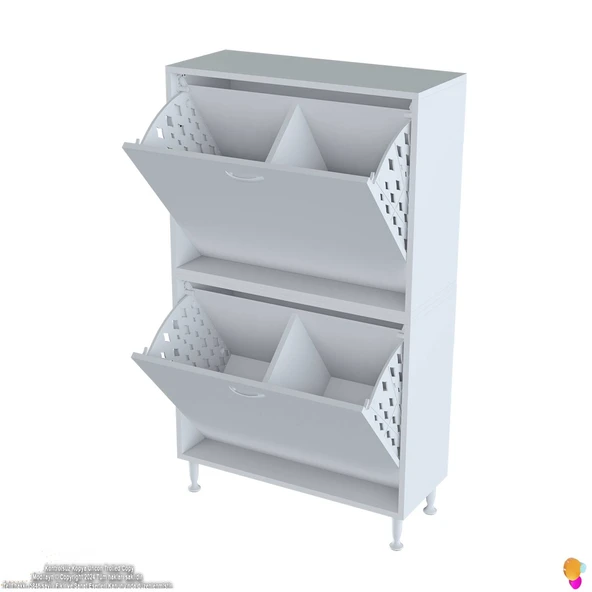 Modilayn İLKİM Modern Çamaşır Ünitesi, 70x138x32,5 cm Gizli 4 Göz Minimalist Akıllı Sepetli Dolap - Resim 6