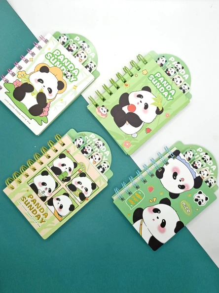 Sevimli Panda Ayraçlı Mini Not Defteri (9x14,5 cm) - Komik Pandalar - 3