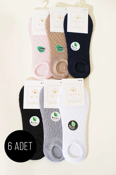 Bayan 6lı Bambu File Sneakers Çorap Asorti 1