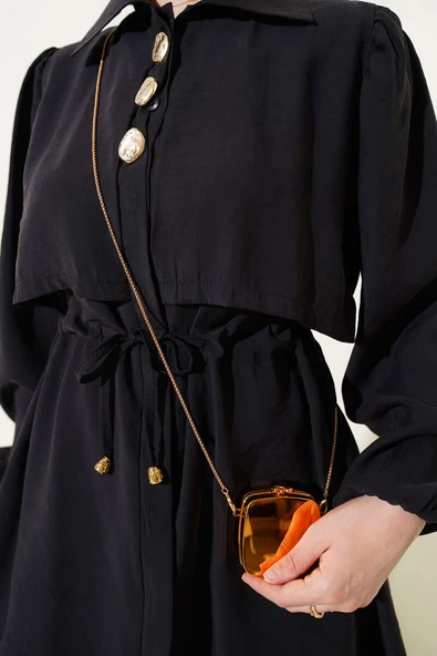 Parça Detaylı Bel Tünelli İkili Takım Siyah - Resim 4