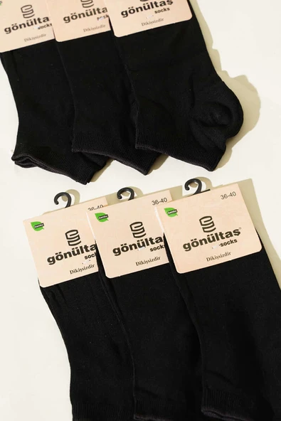 Bayan 6lı Bambu Patik Çorap Siyah - Resim 2