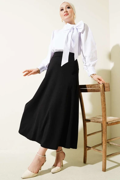 Beli Lastikli Kloş Basic Etek Siyah - 2