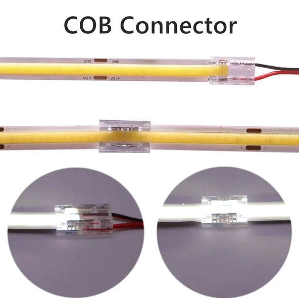 1 adet şeffaf tek taraflı elektrik kablo şerit Led COB konnektörleri kapak konnektör 2pin 8mm LED ışıklar lehimsiz bağlantı - 6