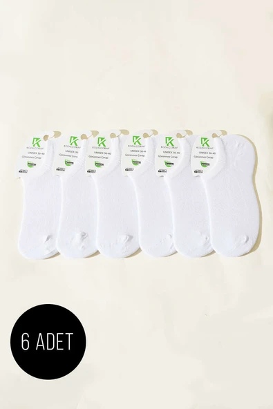 Bayan 6lı Bambu Sneakers Çorap Beyaz