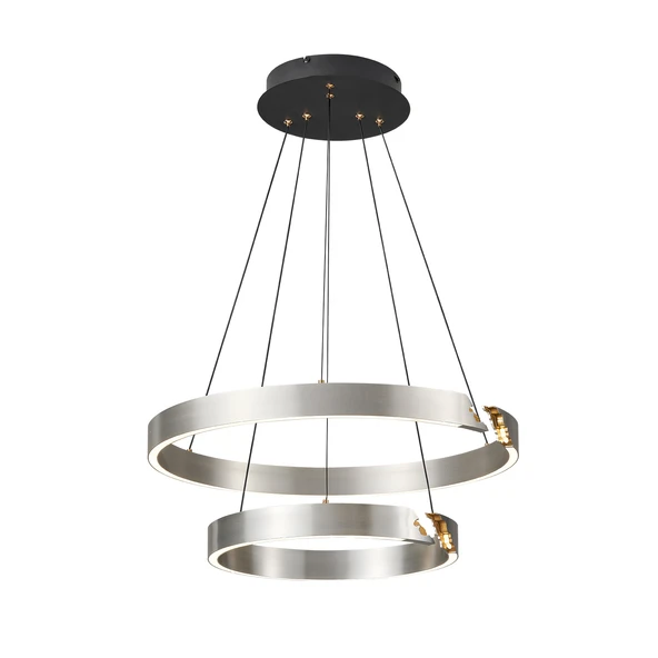 Apliqa Late Gri İki Katlı Yuvarlak 69 Watt Modern Sarkıt Salon Led Avize - Resim 2