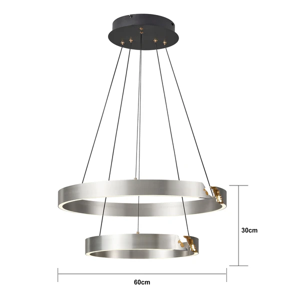 Apliqa Late Gri İki Katlı Yuvarlak 69 Watt Modern Sarkıt Salon Led Avize - Resim 4