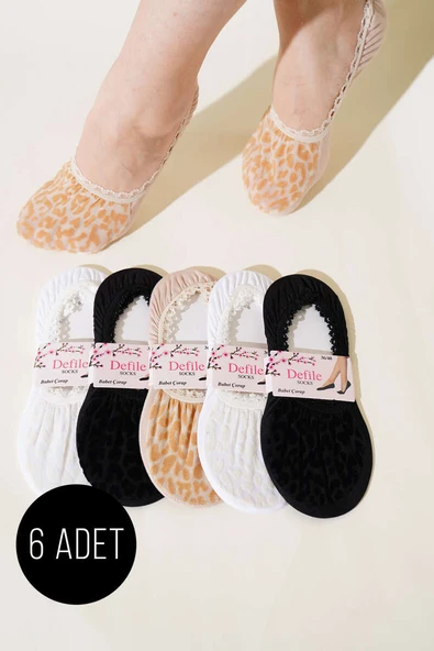 Bayan 6lı Dantel Babet Çorap Asorti 2 ürün görseli